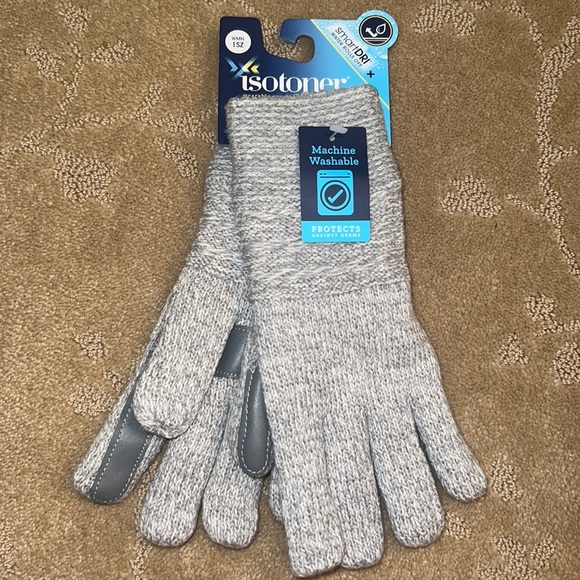NWT Isotoner Gray Touchscreen SmartDri Gloves, OS - Picture 1 of 4